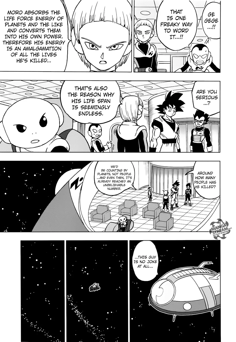 Dragon Ball Super Manga Chapter 44 page 3 - Escaped Prisoner Moro